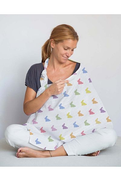 DEUX LAPINS Σαλιάρα θηλασμού Rainbow Lapin Muslin Baby 90Χ60 εκ