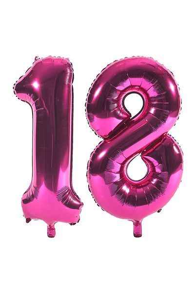Ropet Coming of age birthday foil balloons, number 18, Pink, 100 cm, Ropet