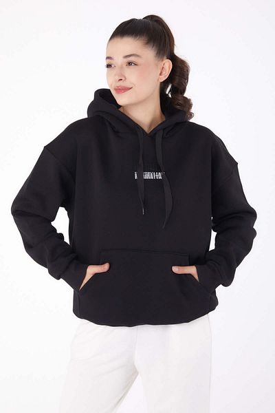 TOFİSA Pulover cu glugă negru - 26220