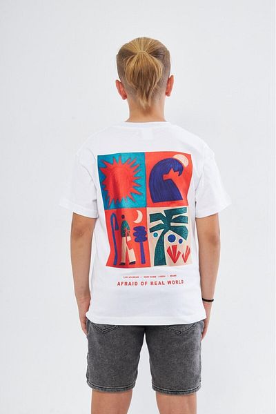 The Champ Clothing Бяла детска тениска - с щампа „Страх от реалността“