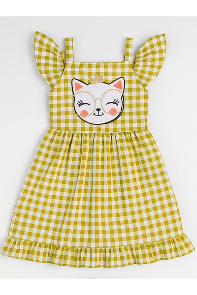 Casabony Yellow Plaid Ruffle Girl's Dress