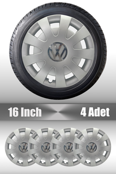 FRWY Volkswagen Crafer 16" Inç Uyumlu 4 Adet 1 Takım Gri Jant Kapağı (KROM LO...