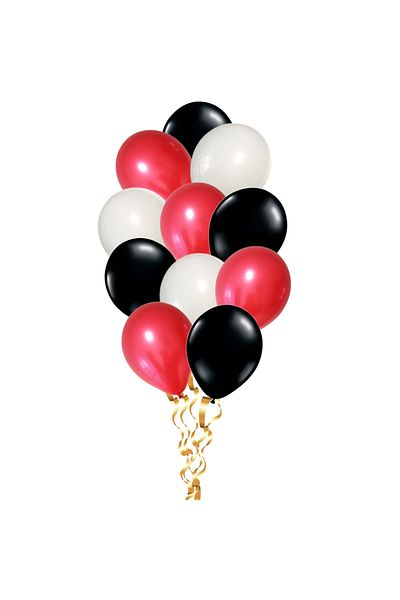 Ropet Set of 12 balloons, birthday party, Red/White/Black, 30cm, Ropet