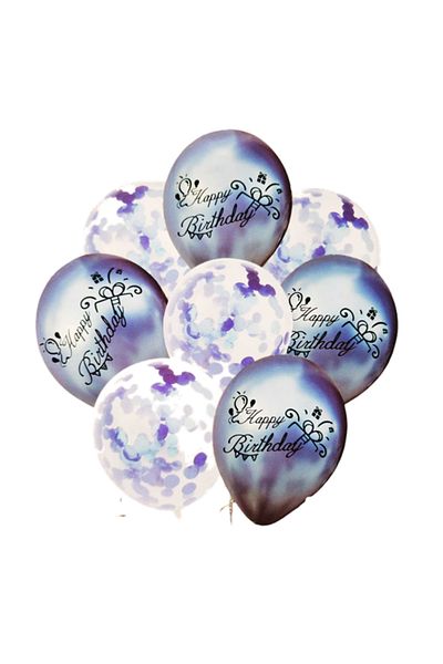 Ropet Set 8 baloane cu confetti, culoare Albastru, 30 cm si Rola rafie color, 10 m, Ropet