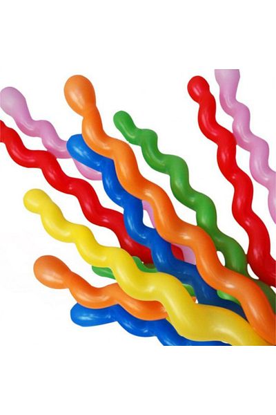 Ropet Set of 100 latex balloons, Spiral, Colorful, 100cm, Ropet