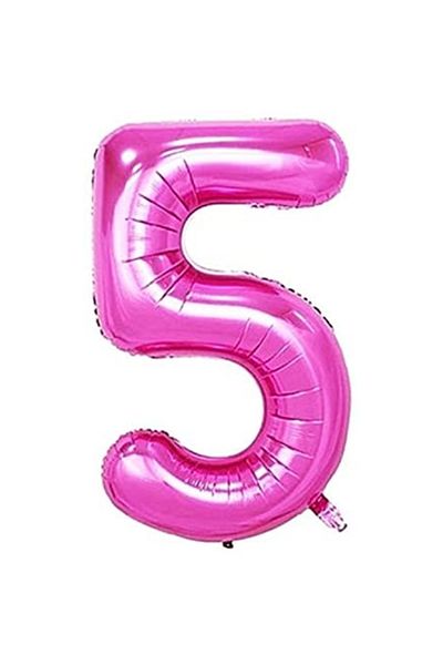 Ropet Metallic foil balloon, Number 5, birthday, 80 cm, Pink