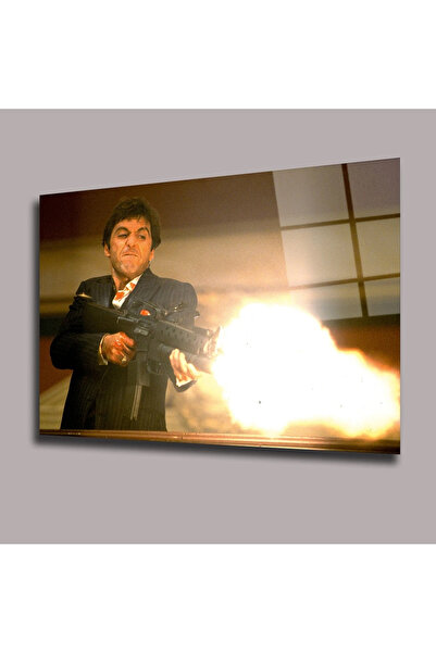 Glassual Art Tony Montana - Alpaçino Silah Sinema Ve Ünlüler Cam Tablo #PCT0941