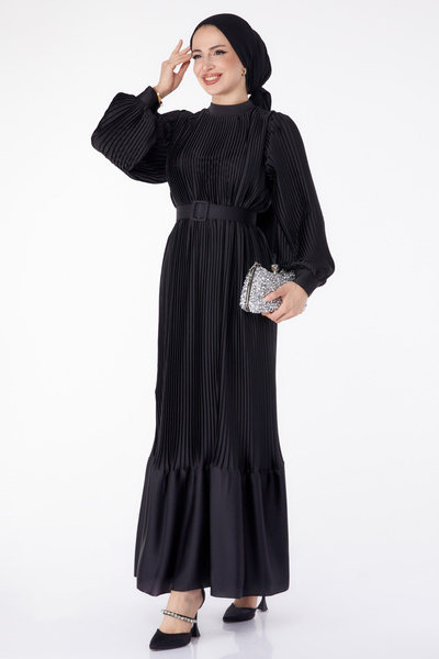 TOFİSA Plisované večerní šaty černé - 25458