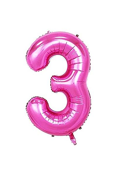 Ropet Metallic foil balloon, Number 3, birthday, 80 cm, Pink