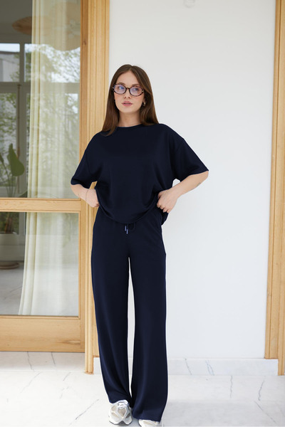 YAKAMEL طقم علوي نسائي مشروط بأكمام قصيرة وخصر عالي