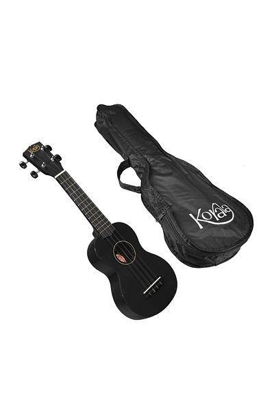 Korala Uks30bk Soprano Ukulele Set Black, Case, 3 Feathers