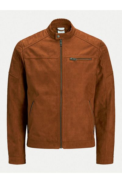 Jack & Jones Jachetă din piele ecologică pentru bărbați Jack Jones 12147218 Maro