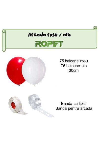 Ropet Balloon arrangement set for arch, 150 pcs, red and white