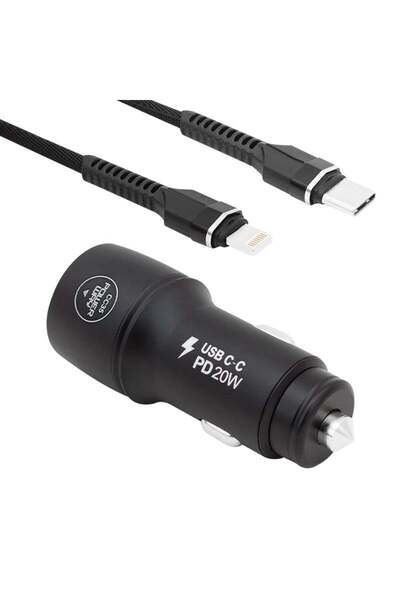 Powermaster Powerway CC35 Yeni Nesil USB-C (iPhone To Type-C) Araç Şarj Seti (PD18W)