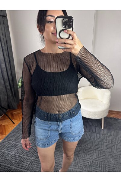 Mistik İkili içi Crop Üst File Bluz