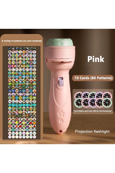 Choice Pink Projection Flashlight, Early Education Puzzle Development Toy, Children Enlightenment Luminous