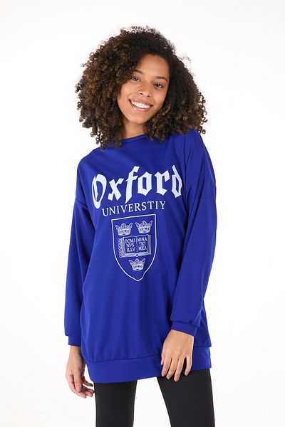 TOFİSA Blue Crew Neck Women's Tunic - 13005