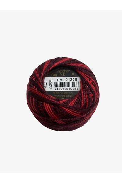 Yiğit Kumaş Embroidery Thread (Etamine Thread) Anchor No:8 Marbled Burgundy Color 1206