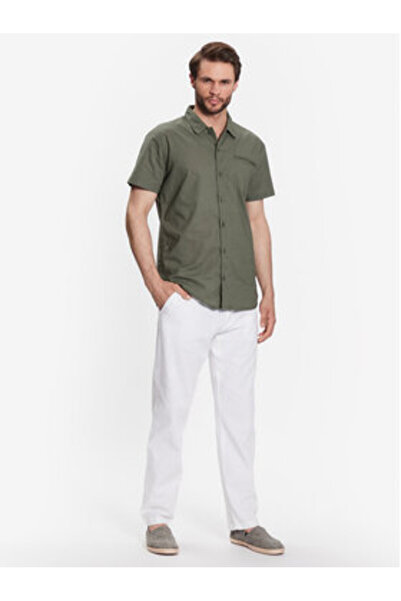 Indicode Men's Clio 60-301 White Fabric Trousers