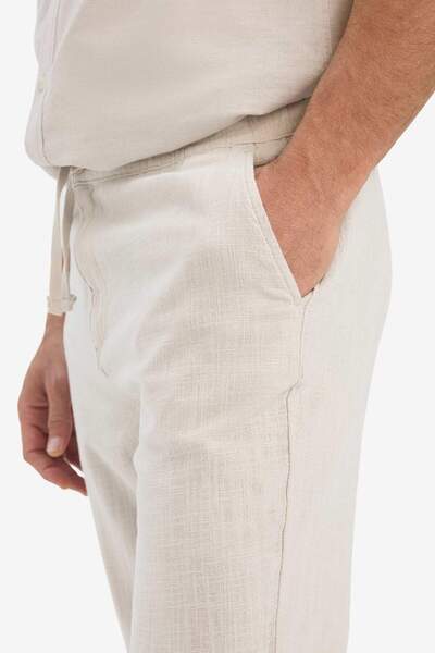 DeFacto Παντελόνι από 100% βαμβακερό λινό Look με ελαστική μέση Slim Fit Slim Fit ίσιο πόδι με τσέπες D2671ax25sm