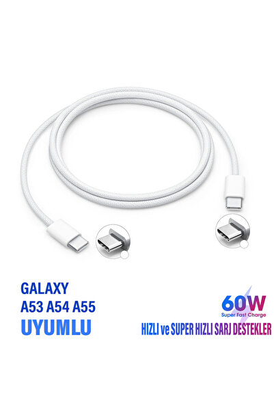 EXENAR İki Ucu Type C Samsung A53 A54 A55 Uyumlu Hızlı Şarj Kablosu Type-C to...