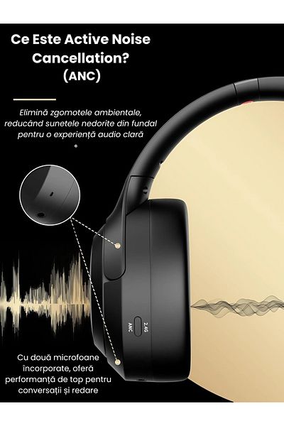 NEOSOR Over The Ear Headphones, Microphone, Wireless, Bluetooth 5.4, Autonomy 60H, Noise Cancelling, Black