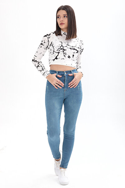 TOFİSA Skinny Lycra Jeans Παντελόνι Green Tint Wash - 23658