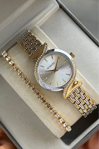 Homies Women's Wristwatch Watch and Bracelet Gift for Special Occasions(Wedding,Engagement Birthday) Box.Hm8387
