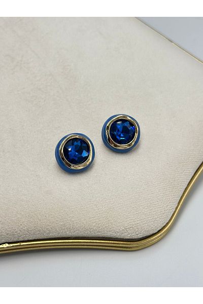 MyladyAccessoriess Colorful Single Stone Detail Premium Earrings Gray