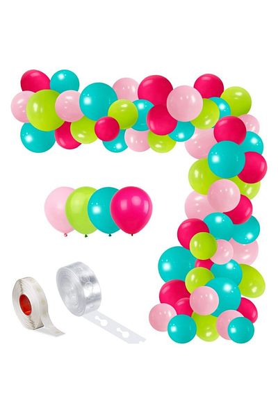 Ropet Balloon arrangement set for arch, 150 pcs, pink, green and blue