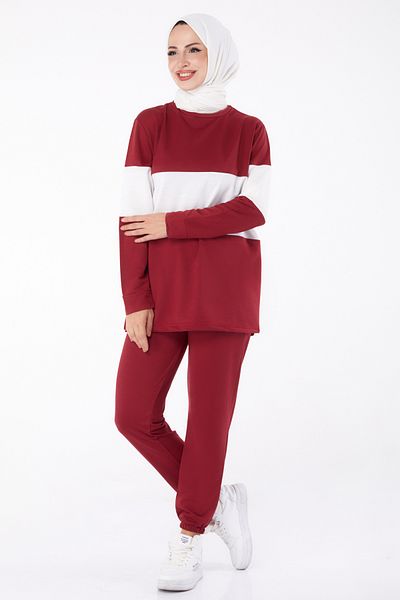 TOFİSA Sada zdobeného páru s dlouhým rukávem Claret Red - 13125