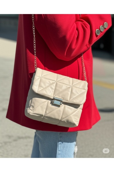 Moda West Γυναικεία τσάντα ώμου με καπιτονέ αλυσίδα