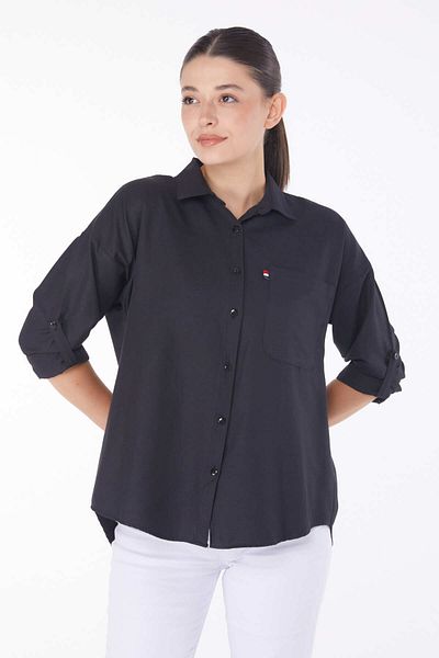 TOFİSA Buttoned Back Shirt Black - 25907