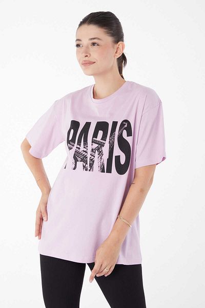 TOFİSA Tricou imprimat cu maneca scurta Liliac - 25985