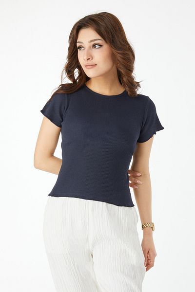 TOFİSA Bluză cu mânecă scurtă bleumarin - 24437