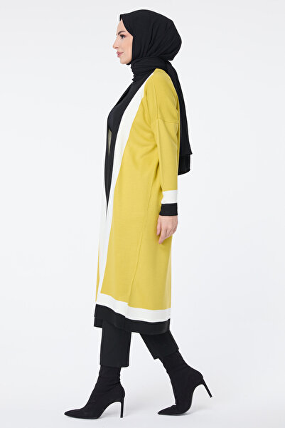 TOFİSA Green Knitwear Women's Cardigan - Plain Jacket Collar - 23734