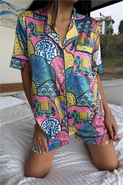 COCCOLARSI Stagione Estiva Saten Kısa Pijama Takımı CSE3004