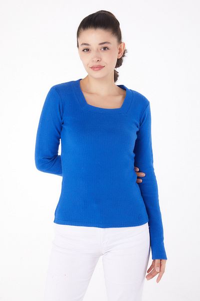 TOFİSA Blue V-Neck Square Badi - Women's 26214