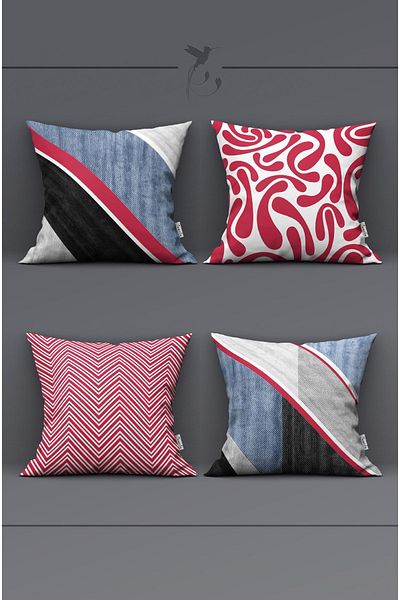 CANİLA Imprimat digital, husă de pernă Babyface Throw. Pernă cu fermoar ascuns pe două fețe. Set de 4