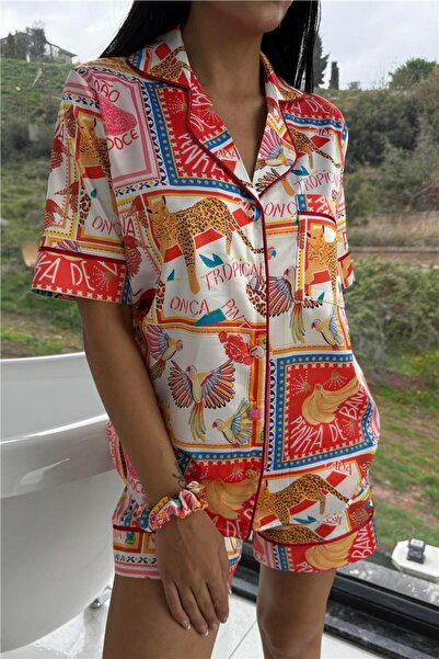 COCCOLARSI Stagione Estiva Saten Kısa Pijama Takımı CSE3006