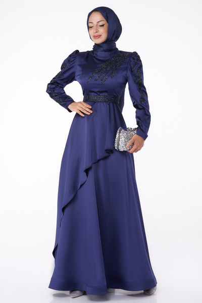 TOFİSA Βραδινό φόρεμα Stoned Princess Navy Blue - 26252