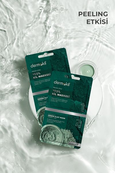 Dermokil قناع الطين الأخضر الفعال للتقشير - ثنائي الاستخدام 2 × 7.5 مل