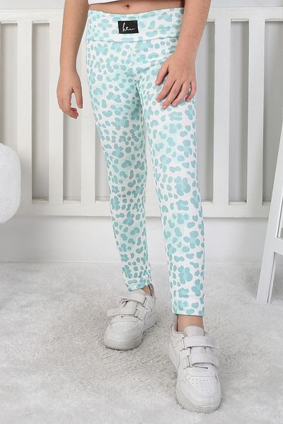 TOFİSA Girl's Mint Leopard Patterned Tights - 26802
