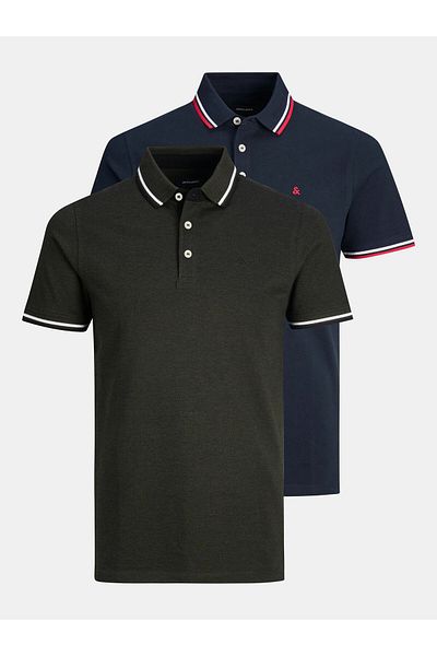Jack & Jones jack jones Mens Set of 2 Polo Shirts 12191216 Colorful