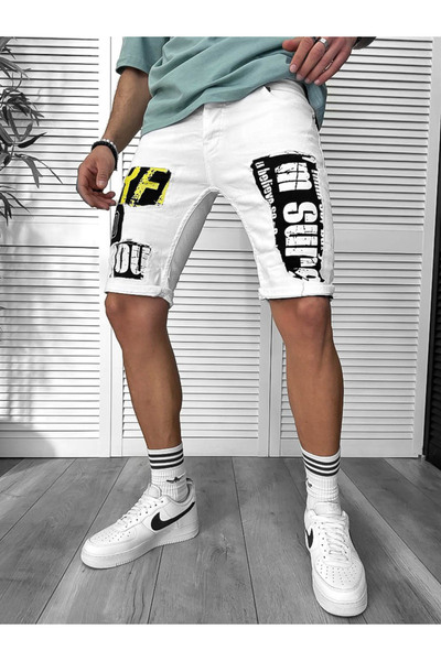 dehaine Men's slim fit faded jeans, 4601, white