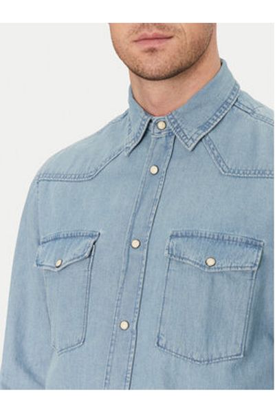 Indicode Cămașă din denim pentru bărbați INASK 20-605 Albastră