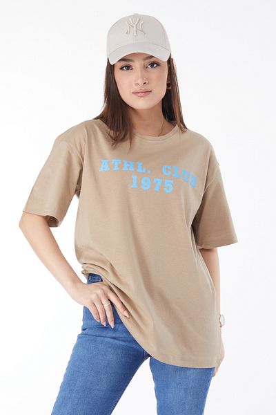 TOFİSA Short Sleeve Printed T-Shirt Mink - 24644