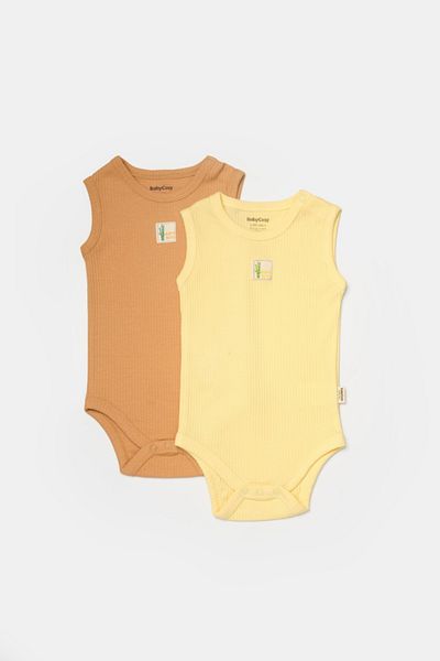 BabyCosy Organic Wear Set 2 body-uri fara maneci Bamboo, galben, BabyCosy, 50% bambus+50% bumbac