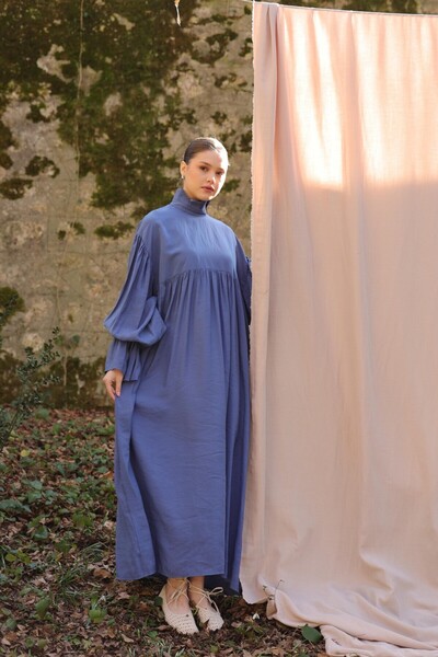 Kirazgym Modal Fabric Stand Collar Dress 0086