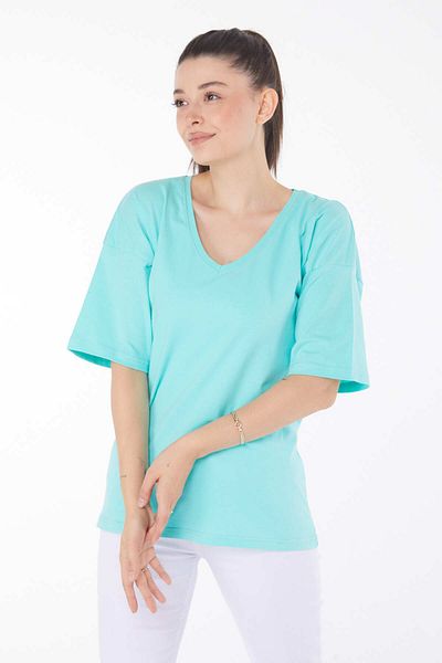 TOFİSA Green Women's T-Shirt - Straight Medium Model - 25848